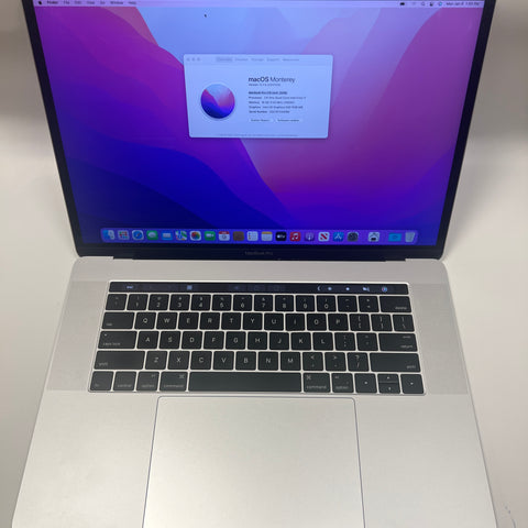 Refurbished -Grade A Silver MacBook Pro 15 Retina A1707 Touch Bar Intel Core i7 16GB RAM 256G SSD (2016) macOS 12 Monterey