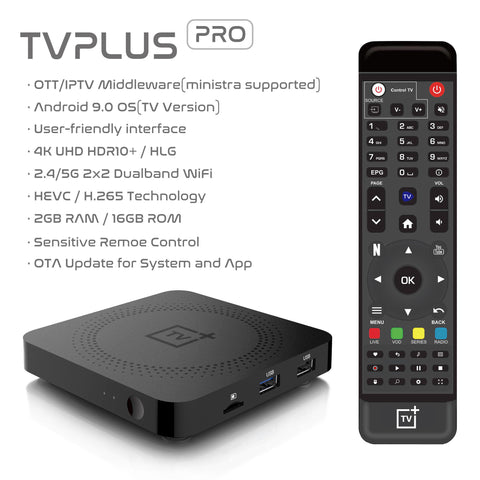 2024 IPTV TVPlus PRO Android 9.0 2GB+16GB IPTV SET TOP Smart TV Box 2.4/5G Duo Band Wifi 600M HDMI Schedule Record Function